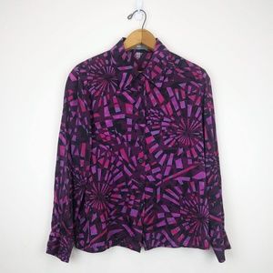 Anne Klein Silk Button Down Purple/Pink Blouse, 8